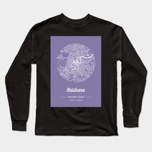 City map in purple: Brisbane, Queensland, Australia with retro vintage flair Long Sleeve T-Shirt